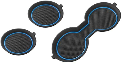 SENSHINE Cup Holder Inserts Liners for Tesla Model 3 Accessories 2021-2023 for Model Y 2025 2021-2024 Center Console Cup Holder Coasters Protector Mats Pads 3D Silicone 3Pcs (Blue Trim)