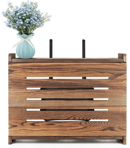 ZYGPH WiFi-Box, Retro-Holz-Router-Box, Aufbewahrungsbox für kabellose Router aus Holz, Büro-Desktop-Organizer, Regale, Steckdosenleiste und Kabelmanagement-Versteck
