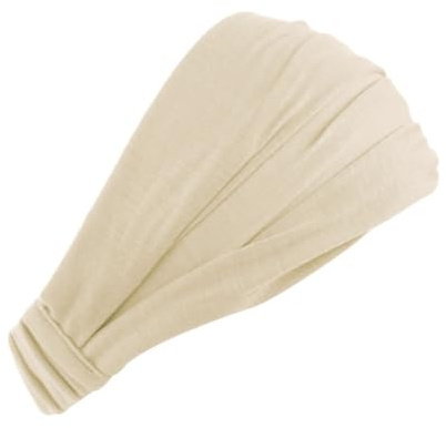 Haarband Sport Damen Damen Baumwolle elastisches Haarband Kopfband Sport Yoga Stirnband Wrap Hals Kopftuch Mütze 2 in 1 Bandana Haarschmuck(Beige)