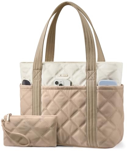 LOVEVOOK Handtasche Shopper Tasche Damen Mittelgroß, Leicht Puffer Tote Bag Arbeitstasche Schultasche mit 15,6 Zoll Laptopfach, Elegant Schultertasche Handbags Women für Uni Büro Arbeit Reisen