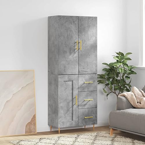 Frdhee Küchenschrank, Küchenbuffet, Wohnzimmerschrank, Küchenbuffet, Highboard Betongrau 69,5x34x180 cm Holzwerkstoff Für Bar Küche Flur Esszimmer