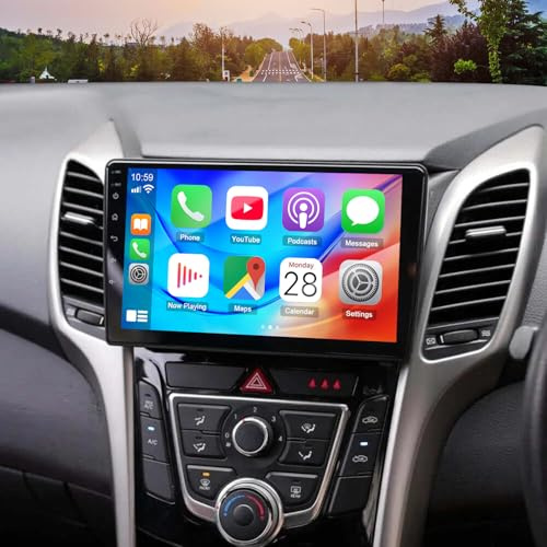 4+64G Android 14 Double Din Car Stereo for Hyundai I30 GD 2012-2017 Upgrade Car Radio w/Wireless Carplay Android Auto 9 Touch Screen GPS Navi Head Unit Bluetooth WiFi FM/RDS/SWC Backup Camera Mic