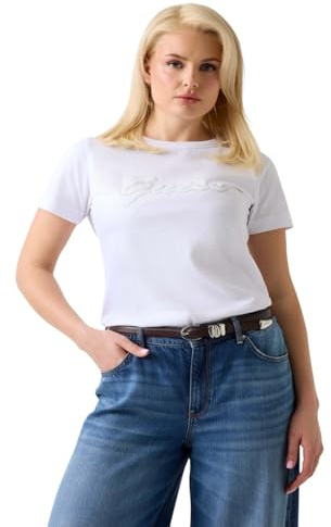 Kurzärmliges T-Shirt mit Rundhalsausschnitt mit Guess-Logo in 3D