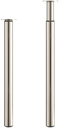 ARATERVIO Verstellbare Möbelbeine aus Edelstahl – Höhenverstellbare Tischbeine 710–1100 mm, Ø60 mm, rutschfeste Basis, Robuste und Langlebige Tischbeine für Küche (Gebürstetes Nickel, 2 PCS)