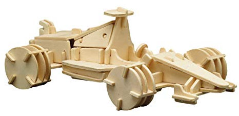 Pebaro 850/8 Holzbausatz Rennwagen, 3D Puzzle, Modellbausatz, Basteln mit Holz, Holzpuzzle, vorgestanzte Holzplatte, ausbrechen, zusammenstecken, fertig, inkl. Schmirgelpapier, Geschenkidee