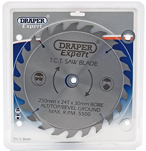 Draper 09486 TCT Saw Blade 250 x 30mm 24-Tooth, Silver