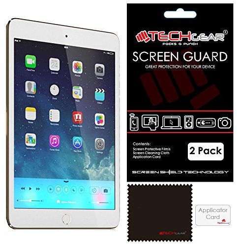 TECHGEAR [2 Pack] Protection d'Écran pour iPad Mini 3, Film de Protection Ultra Clair avec Chiffon de Nettoyage et Carte d'Application Compatible pour Apple iPad Mini 3 (3ème Gén)