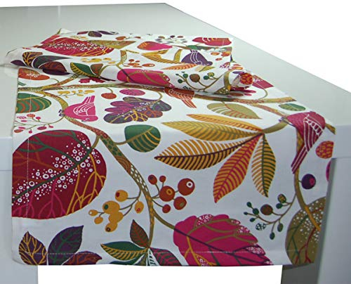 beties „Zauberwald“ Tischläufer ca. 40x150 cm Tischband in interessanter Größenauswahl hochwertig & angenehm aus 100% Baumwolle (Elfenbein-bunt)