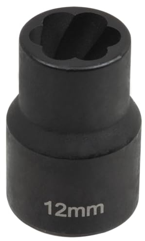 SW-Stahl 05545L-12 Spiralnuteneinsatz 1/2 Zoll - 12 mm Mutternlöser | Schraubenausdreher aus Chrom-Molybdänstahl, Steckschlüsseleinsatz für beschädigte Schrauben und rundgedrehte Profile