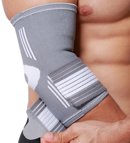 NEOtech Care Coudière - Compression AJUSTABLE - Légère, élastique, flexible, respirante - Protège-coude pour sport, tennis, golf (Gris, Taille S, 1 Unité)