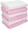 Betz 6 Stück Handtücher Palermo 100% Baumwolle Größe 50 x 100 cm Handtuch Set Farbe weiß und rosé