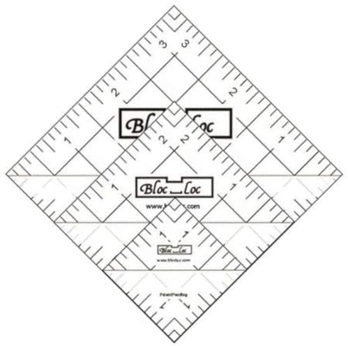 Bloc Loc ~ Halbquadratisches Dreieckslineal-Set #4-1,5 6,3 cm, 8,9 cm, Acryl-Lineal