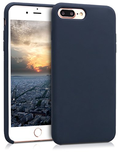 kwmobile Case Compatible with Apple iPhone 7 Plus/iPhone 8 Plus Case - TPU Silicone Phone Cover with Soft Finish - Dark Blue Matte
