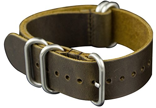 Infantry Durchsteck-Uhrenarmband 22mm Uhrenarmbänder Braun Echtleder Uhrband Lederarmband Natoband Nato Zulu Strap Ersatz-Watch Armband mit Edelstahl Metall Schließe für Herren