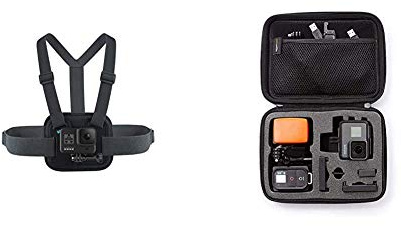 Chesty V2 - Fixation de Poitrine pour l’Action (Gopro Accessoire Official) & Amazon Basics Étui de Transport pour GoPro Taille S