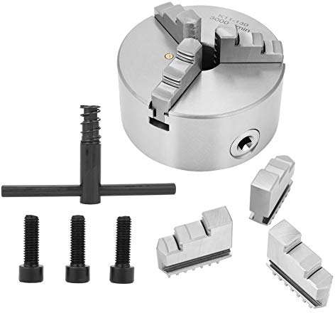 5,1 Zoll 3-Backen-Drehfutter, 3800r/min selbstzentrierendes Drehfutter K11-130 unabhängiges umkehrbares Backenfutter,Präzisions-Metallfutter-Drehmaschinenzubehör