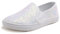 Feversole Women's Fashion Slip-On Trainer Casual Flat Loafers，Skater Pumps Trainers Sneakers Shoes White Glitter Size 6