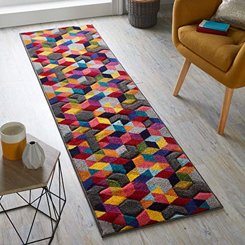 Flair Rugs Spectrum Dynamic Handgeschnitzter Läufer, mehrfarbig, 66 x 230 cm