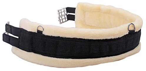 ARBO-INOX - Sattelgurt - Vielseitigkeitsgurt - Fellimitat - elastische Enden - Rollschnallen (95cm, Schwarz)