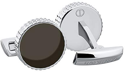 DAVIDOFF PARIS Manschettenknöpfe Braun – exklusive Messing rhodinierte und lackierte Manschettenknöpfe – edle Herren Accessoires mit guillochiertem Rand