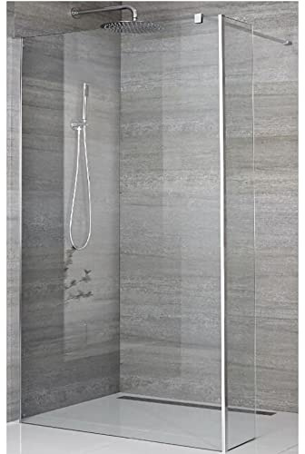 MILANO Chrome Shower Enclosure Return Panel 600mm Tile Insert Drain 760mm | Toughened Glass Panels. Aluminium Profile. Contemporary Style. Framed Design. Recessed Installation. Tile Insert Drain.