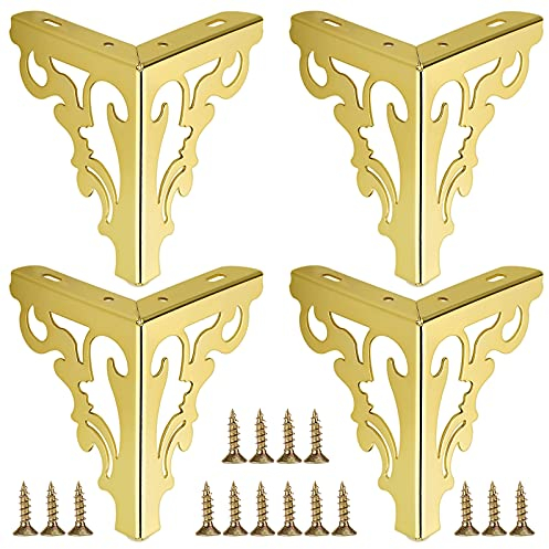 IGNPION Lot de 4 pieds de canapé modernes en métal - 15 cm - Pieds de rechange pour meuble TV, canapé ottoman, placard - Doré