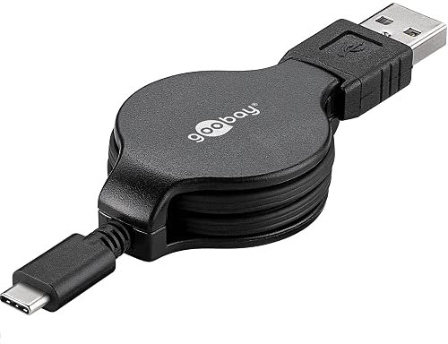 CABLEPELADO Cable USB C retractil | Carga Rápida | 2A | Compatible con Samsung Galaxy S20/10/9/ Note 10/9, Xiaomi Mi 10/9, Controlador PS5/Xbox Series X/S, etc | 75 cm | Negro