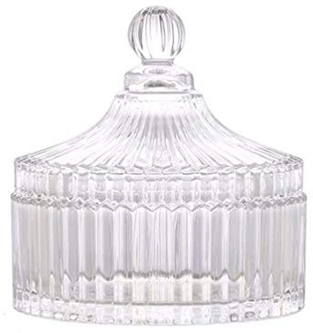 VASANA Élégant bocal à bonbons en cristal avec couvercle – Bol décoratif en forme de tente – 300 ml – 10 cm de diamètre – 13 cm de hauteur – Parfait pour les mariages, les fêtes, les cadeaux