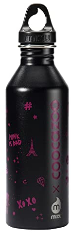 Coocazoo Edelstahl-Trinkflasche, Berry, schwarz-lila, einwandig, Drehverschluss, 18/8-Edelstahl, ohne Weihmacher, praktisch für Schule & Freizeit, recyclebar, 0,75L
