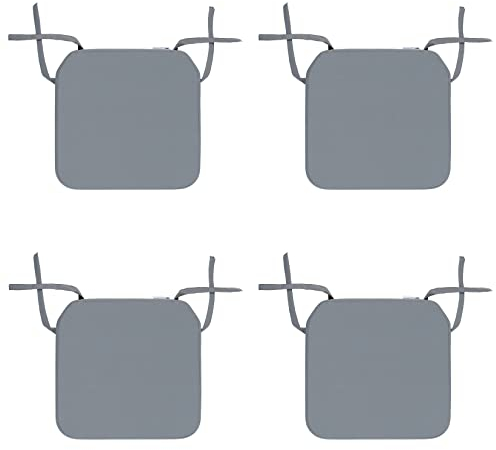 Cuscini per Sedia 40×40×5 cm – Set da 4 – Impermeabili e Sfoderabili – Cuscini Spessi per Interno ed Esterno – Giardino, Cucina, Terrazzo – Grigio Scuro