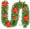 Guirnaldas Verdes,Guirnalda Navideña,270cm Adorno De Navidad para Puerta,guirnaldas Navidad Mimbre Navideño con Luces Navidad Exterior,Apto para Patios, Interiores Y Exteriores(Rojo)