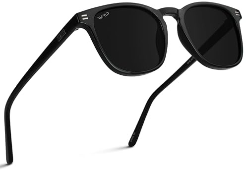 WearMe Pro WMP Eyewear - Men's Polarized Modern Rounded Square Sunglasses (Black Frame/Black Lens)