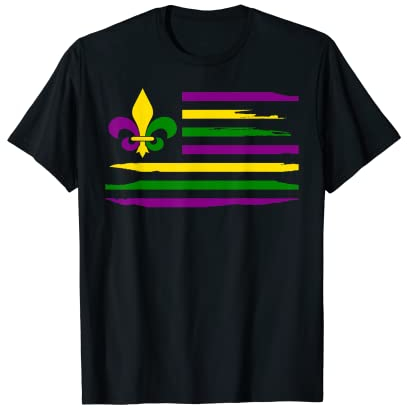 Mardi Gras Flag T Shirt Distressed Mardi Gras T-Shirt T-Shirt