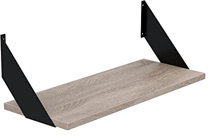 AKKE Wandregal - Hängeregal mit 18 mm Möbelplatte und Metallhalterungen - Wandablage für Moderne Wohnräume, Bücher, Pflanzen und Deko - Loft Flat 50 cm x 20 cm Trüffel