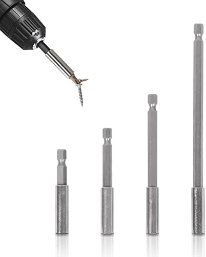Schnellwechsel Bithalter, 4pcs Magnetische Bohrer Verlängerung, Elektrischer Bohrer Schraubendreher Verlängerungsstab, 1/4, für Elektrische Bohrmaschine Schlagschrauber, 6cm/7.5cm/10cm/15cm/