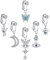 LOLIAS 6 Stück Clip On Bauchnabel Piercing Für Damen Chirurgenstahl Fake Belly Piercing mit Baumeln Herz Schmetterling Mond Dämon Böser Blick Falsch Bauchnabel Ringe Nicht Piercing Schmuck