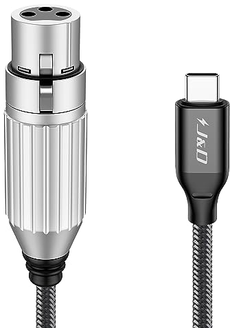 J&D USB C zu XLR Mikrofon Audiokabel, Geflochtenes USB C zu XLR Buchse Mikrofonkabel für Audioaufnahmen, Dynamisches Mikrofon, Kompatibel für iPhone 15/15 Plus/15 Pro/15 Pro Max, MacBook, PC, 2 m