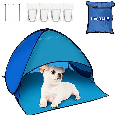 HACRAHO Strand-Sonnenschutz, 1 Pack Pop Up Zelt Outdoor Automatisches Sofort-Sonnenzelt Tragbarer Strand-Sonnenschutz mit festen Nägeln für Strand Garten Camping Angeln Picknick, Blau