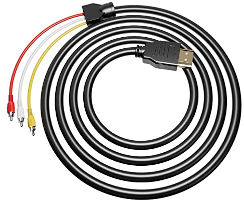 FAWETTY Cable HDMI a RCA, 1080P 5ft/1.5m HDMI macho a 3-RCA Video Audio AV Cable adaptador transmisor para TV HDTV DVD