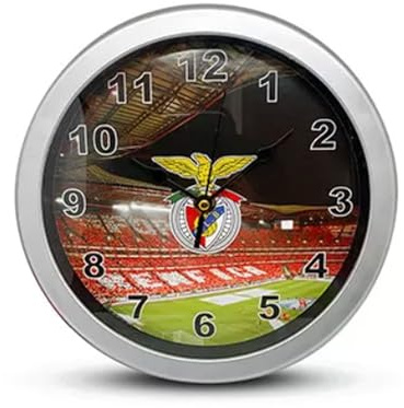 Beyond Happy Benfica Fußball Stadion Wanduhr mit fluoreszierenden Zahlen, SL Benfica Fußball Souvenir Wanduhr für Zuhause oder Büro – 22 cm fertig zum Aufhängen