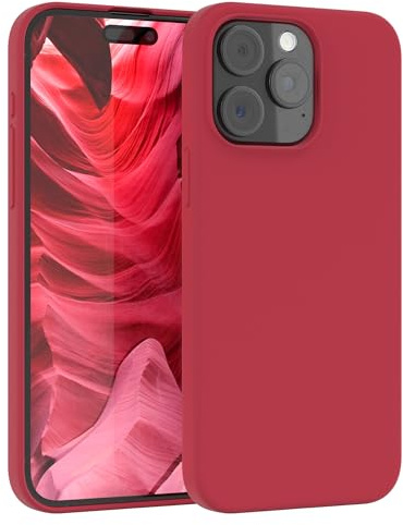 EAZY CASE Premium Silikon Handyhülle kompatibel mit iPhone 15 Pro Max Slimcover mit Kameraschutz und Innenfutter, Silikonhülle, Schutzhülle, Bumper, Handy Case, Hülle, Softcase, Beere