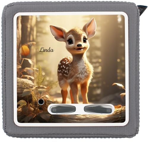 yabaduu Schutzfolie Süße Tiere kompatibel mit Toniebox Lauscher Station Aufkleber personalisierbar Zubehör für Kinder Spielzeug passgenau selbstklebend Y031 (Nr. 75 REH, Mit Wunschname)