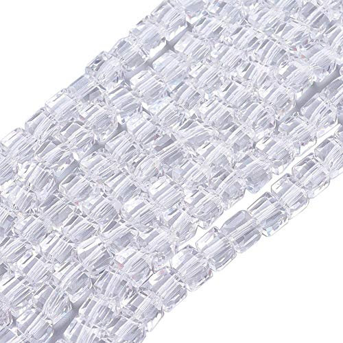 40stk Böhmische Kristallperlen 4mm, Tschechische Perlen Glasschliffperlen Glasperlen, Würfel, CZ Beads (Crystal Klar)