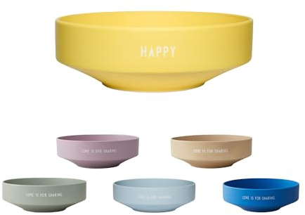 Design Letters Snack Schale HAPPY | Ideal als Salatschüssel, Müslischalen, Rührschüssel, Servierschale | Porzellan Snackschale mit Eingravierten Buchstaben | Geschenke für Frauen, Geschenke für Männer