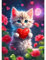 CEOVR 5D Diamant Painting Adulte Katze Peinture Diamant Adulte Liebe Herz,Kit Diamond Painting Adulte,30x40 cm Diamond Painting Kit Complet,Tableau Strass Diamant Art,Blumen