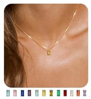 FUNEIA Kette Damen 14K Vergoldete Geburtsstein Anhänger Halskette Gold Exquisit GeburtssteinKette Frau Mädchen Mama Freundin Schön Schmuck Geburtstag Hochzeitstag Valentinstag Muttertags Geschenk