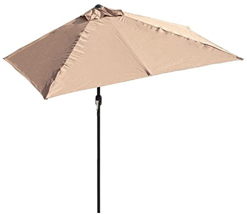 DSKJHI Halbschirm, rechteckig, Balkonschirm, 2 m / 2,5 m für kleine Räume, stabiler Gartenschirm in halber Größe für Wand, Veranda, Fenster, Kurbelsystem, Hellbrauner Regenschirm, 200x100cm