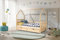 KEF Emma Kinderbett 90x200 cm - Hausbett für Schlafzimmer - Bodenbett aus Holz - Babybett mit Matratze - Floor Bed - Jugendbett und Mädchenbett für Kinderzimmer - Kiefer