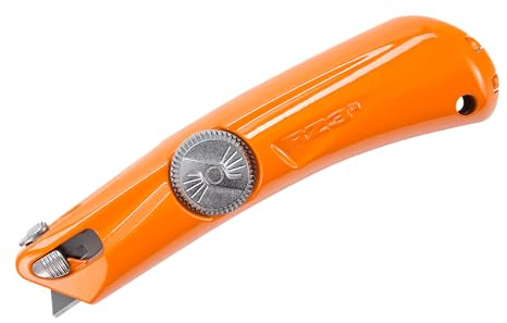 Pacific Handy Cutter Sicherheitsmesser RZ3 - Oranges Cuttermesser mit automatischem Klingenrückzug und Metallgehäuse