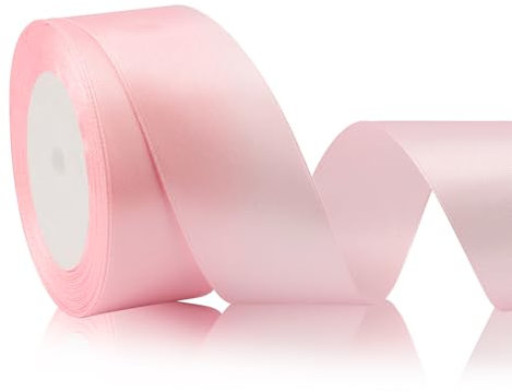 Ruban Rose Large Ruban Cheveux 40 Mm X 23 M Ruban Satin Rose Gros Noël Polyester Ruban Satin Pour Diy Décoration Loisirs Pour Deco Mariage, Faire Nœud Papillon, Saint-Valentin, Bouquet De Mariée